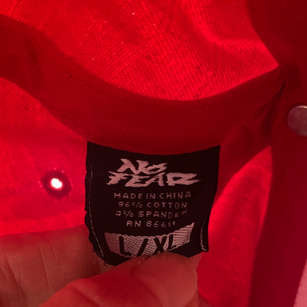 No Fear Mastercraft Red FlexFit Ball Cap with Bold Embroidery Logo. Size L/XL - Picture 9 of 10